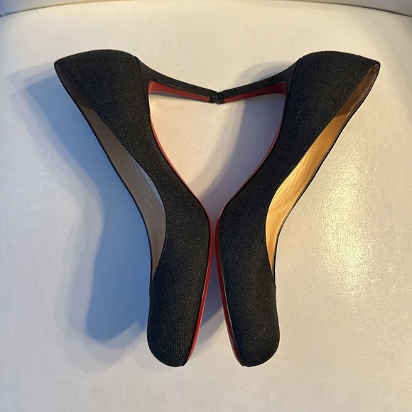 CHRISTIAN LOUBOUTIN Simple Pump 70 Grey Textile Denim Shoes Heels 39.5 👠 - Picture 2 of 12